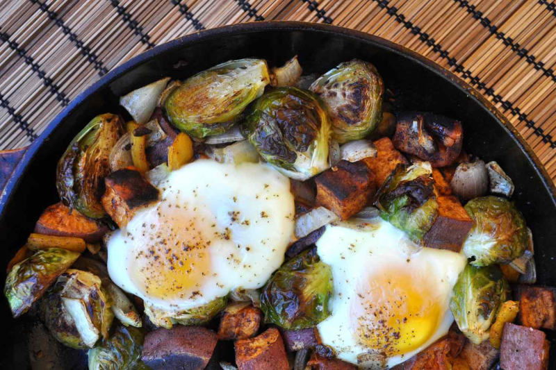 Brussels Sprouts and Sweet Potato Hash